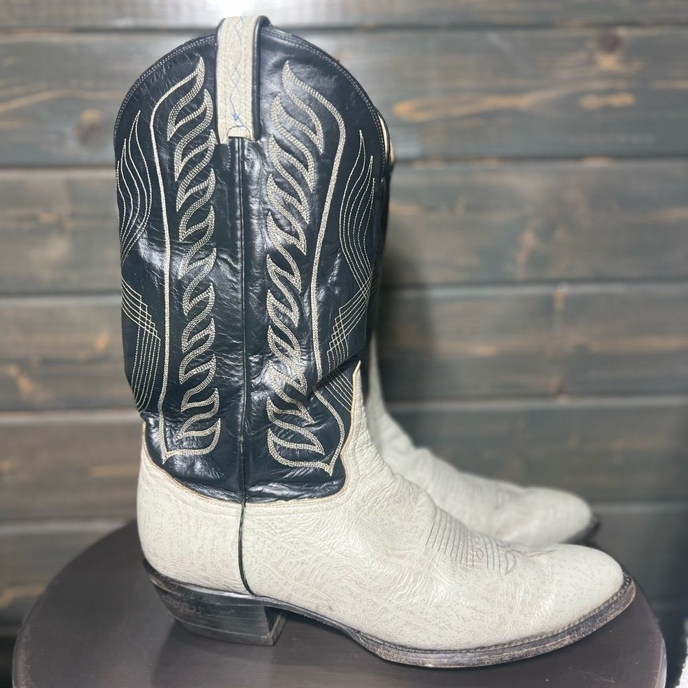 Tony Lama Vintage 8056 Black Label Blue Gray Leather Size 13 D